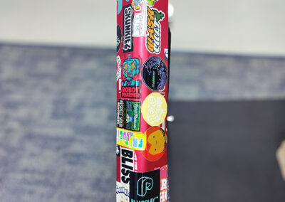 An EZride user's personal unit covered with a variety of stickers